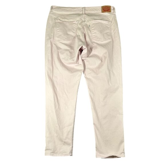 Levis Womens 12/31 Light Pink Mid Rise Cropped Flat Front Pants White Tab - Picture 10 of 14